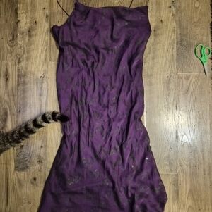 purple shimmery floral dress